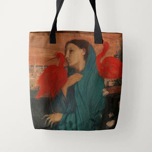 Tote Bags Edgar Degas Young Woman with Ibis